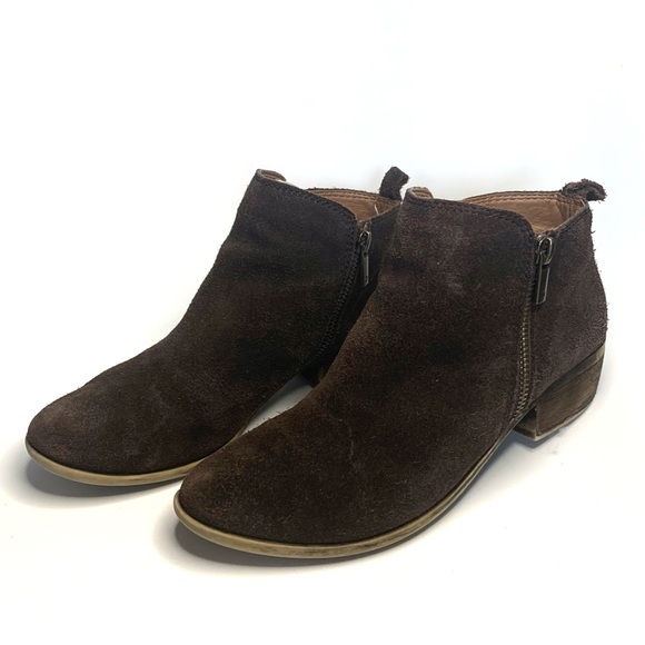 Vintage Lucky Brand Dark Brown Suede Basel Ankle Bootie - Picture 2 of 6
